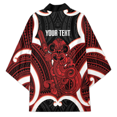 Whero Aotearoa Atua Tumatauenga Personalised Kimono Maori God Of War Tiki With Taiaha