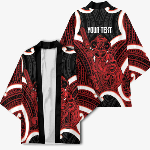 Whero Aotearoa Atua Tumatauenga Personalised Kimono Maori God Of War Tiki With Taiaha