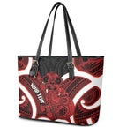 Whero Aotearoa Atua Tumatauenga Personalised Leather Tote Bag Maori God Of War Tiki With Taiaha