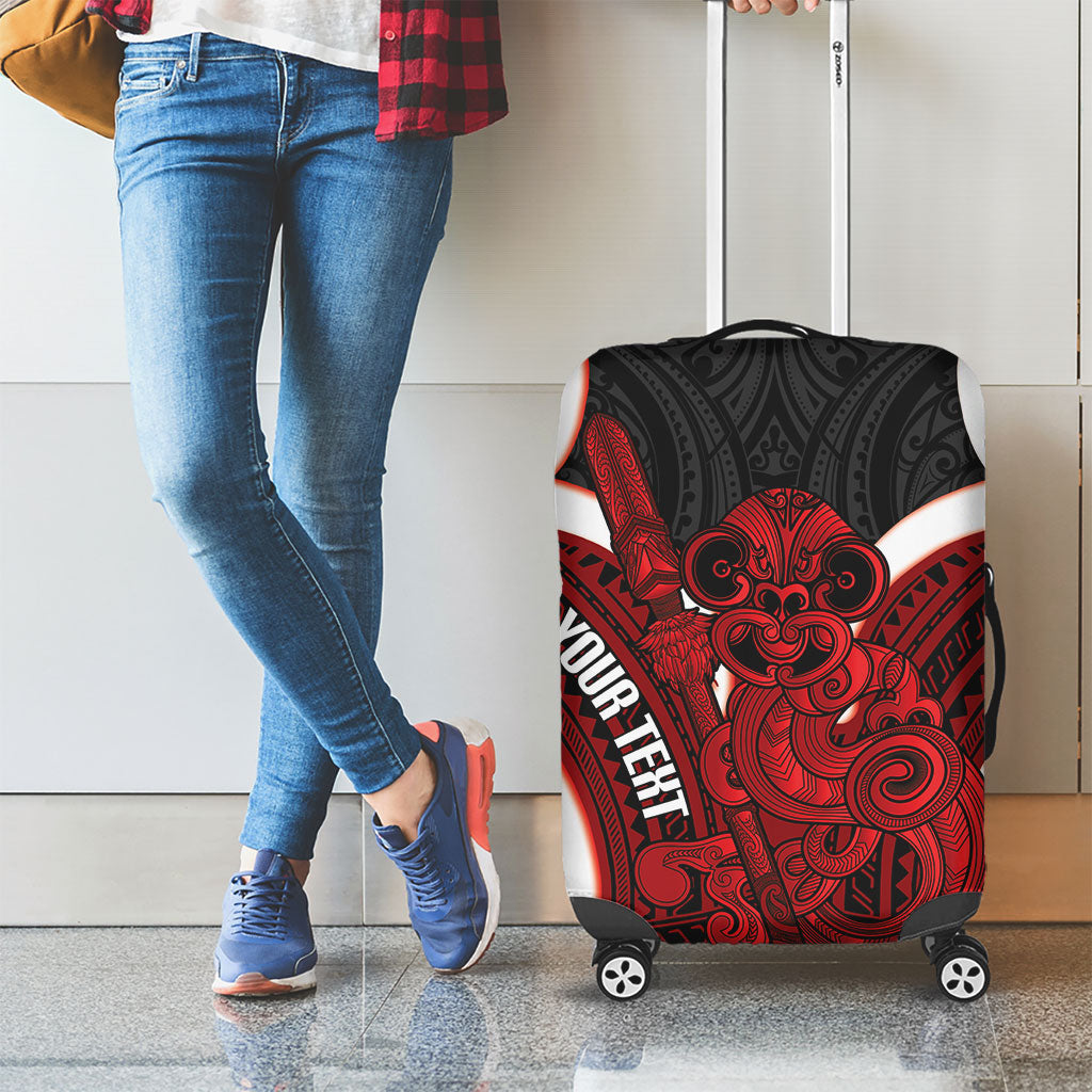 Whero Aotearoa Atua Tumatauenga Personalised Luggage Cover Maori God Of War Tiki With Taiaha