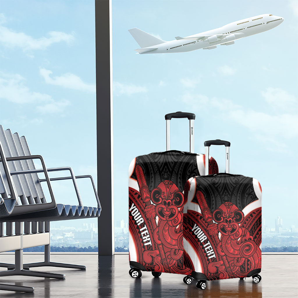 Whero Aotearoa Atua Tumatauenga Personalised Luggage Cover Maori God Of War Tiki With Taiaha
