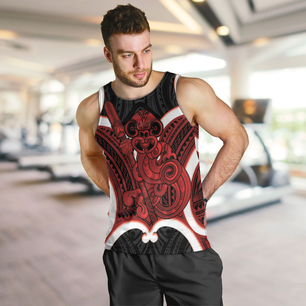 Whero Aotearoa Atua Tumatauenga Personalised Men Tank Top Maori God Of War Tiki With Taiaha