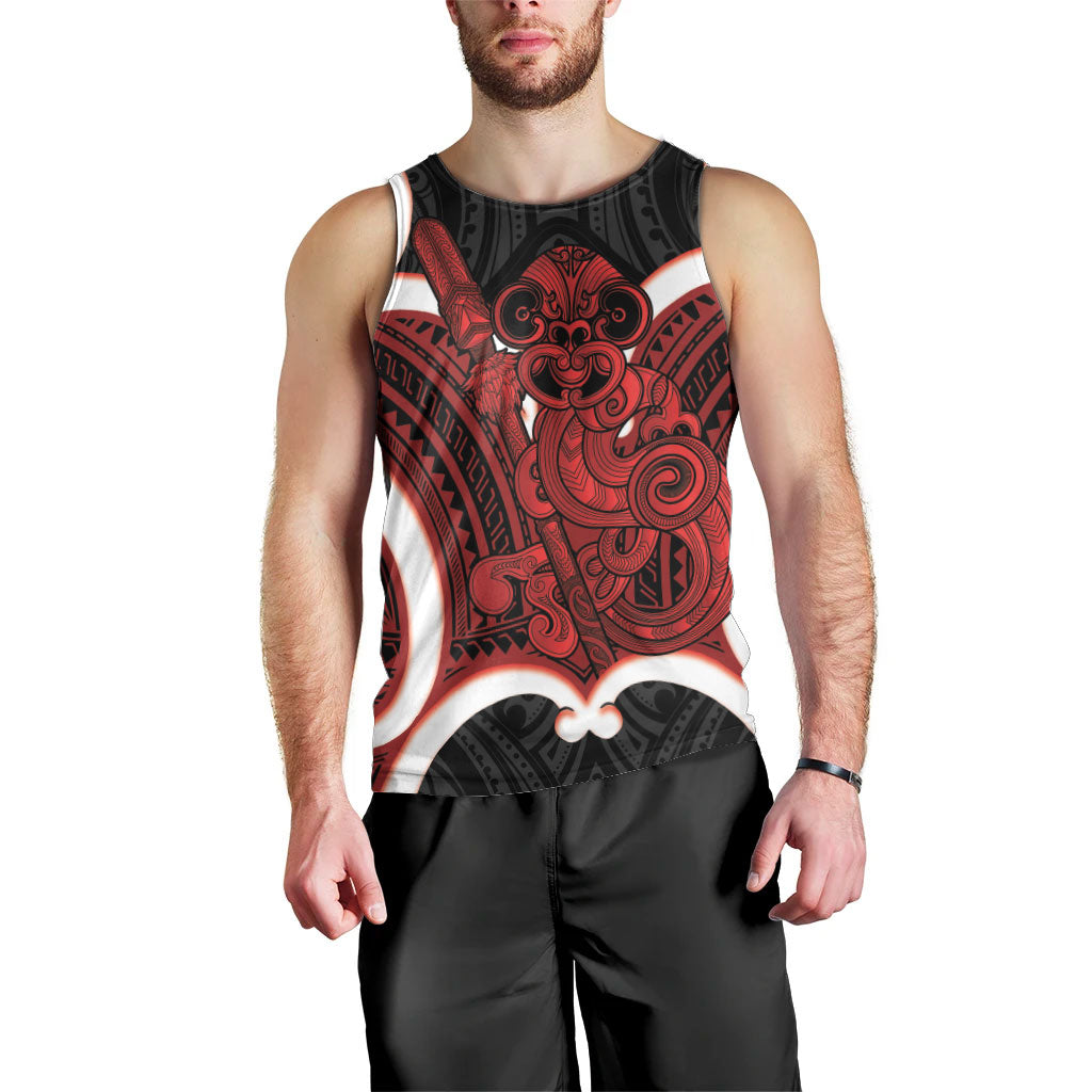 Whero Aotearoa Atua Tumatauenga Personalised Men Tank Top Maori God Of War Tiki With Taiaha