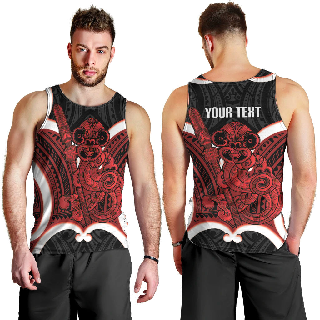 Whero Aotearoa Atua Tumatauenga Personalised Men Tank Top Maori God Of War Tiki With Taiaha