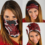 Whero Aotearoa Atua Tumatauenga Personalised Neck Gaiter Maori God Of War Tiki With Taiaha