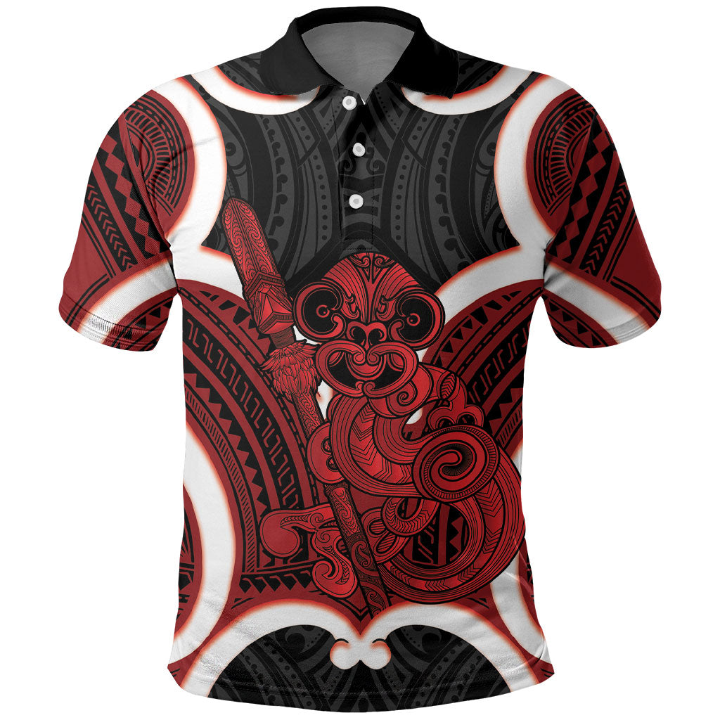Whero Aotearoa Atua Tumatauenga Personalised Polo Shirt Maori God Of War Tiki With Taiaha