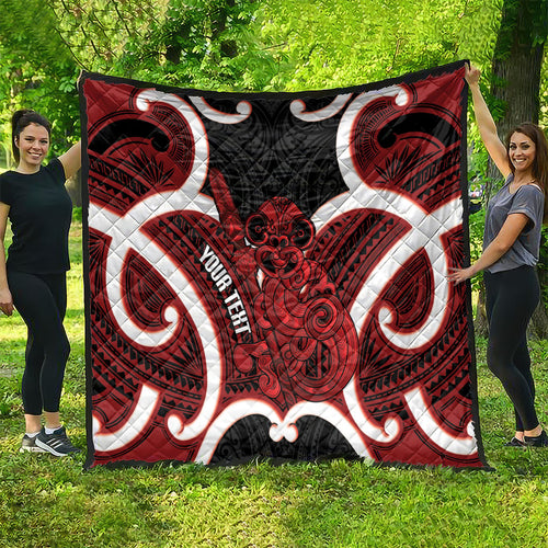Whero Aotearoa Atua Tumatauenga Personalised Quilt Maori God Of War Tiki With Taiaha