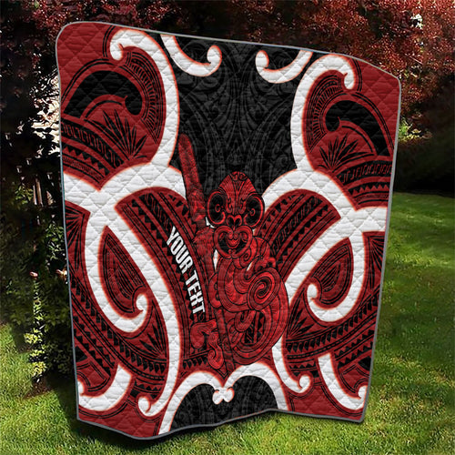 Whero Aotearoa Atua Tumatauenga Personalised Quilt Maori God Of War Tiki With Taiaha