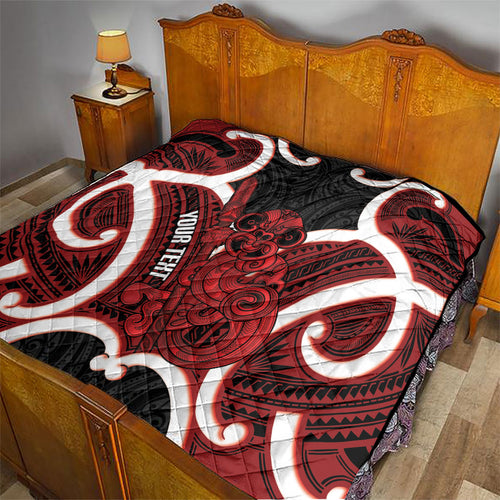 Whero Aotearoa Atua Tumatauenga Personalised Quilt Maori God Of War Tiki With Taiaha