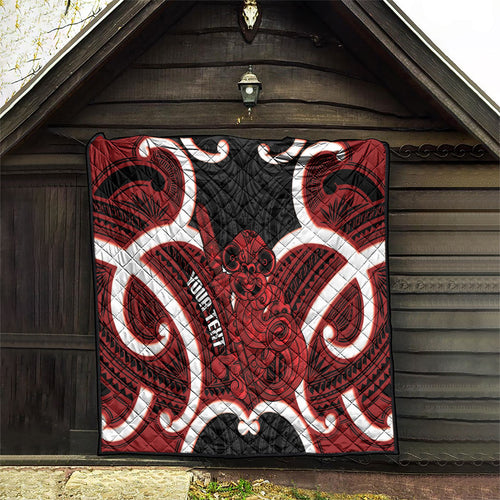 Whero Aotearoa Atua Tumatauenga Personalised Quilt Maori God Of War Tiki With Taiaha