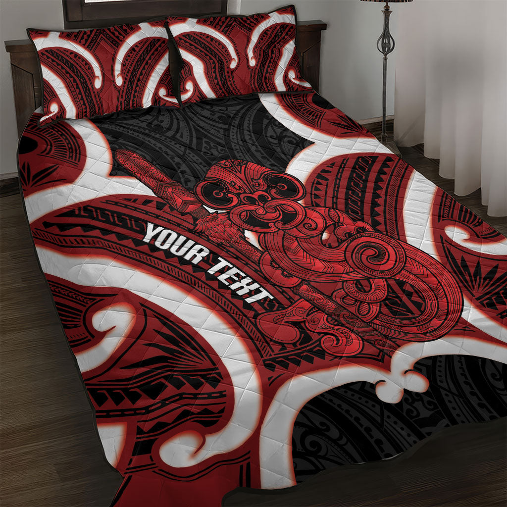 Whero Aotearoa Atua Tumatauenga Personalised Quilt Bed Set Maori God Of War Tiki With Taiaha