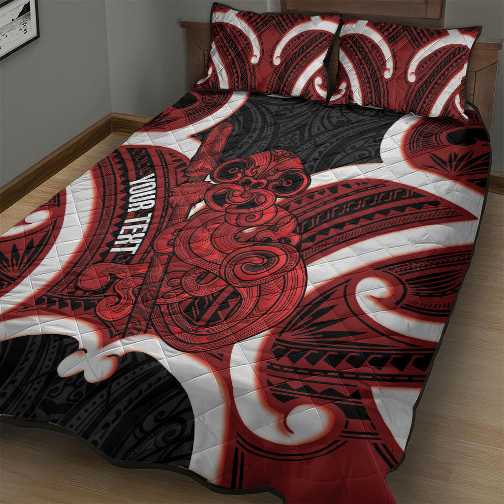 Whero Aotearoa Atua Tumatauenga Personalised Quilt Bed Set Maori God Of War Tiki With Taiaha