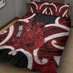 Whero Aotearoa Atua Tumatauenga Personalised Quilt Bed Set Maori God Of War Tiki With Taiaha