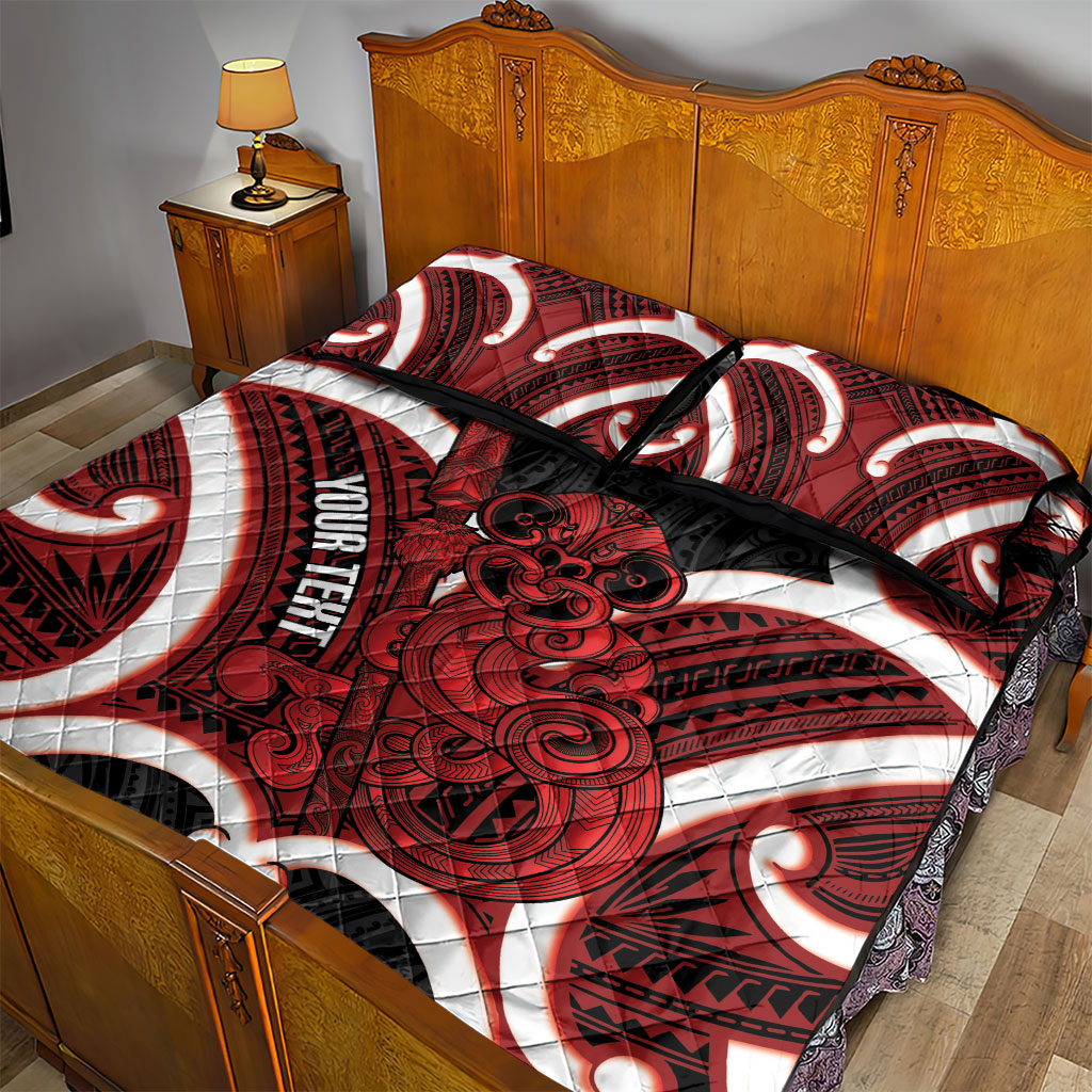 Whero Aotearoa Atua Tumatauenga Personalised Quilt Bed Set Maori God Of War Tiki With Taiaha