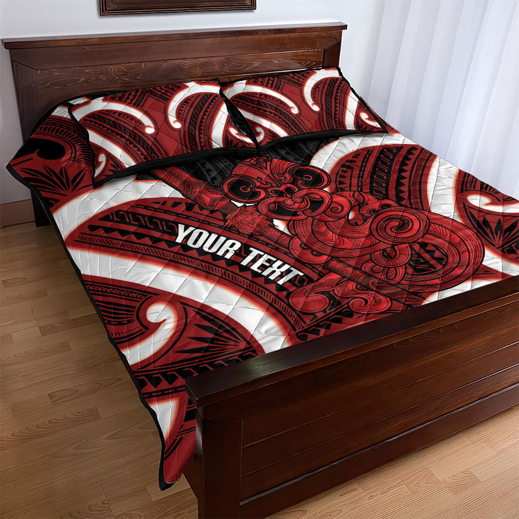 Whero Aotearoa Atua Tumatauenga Personalised Quilt Bed Set Maori God Of War Tiki With Taiaha
