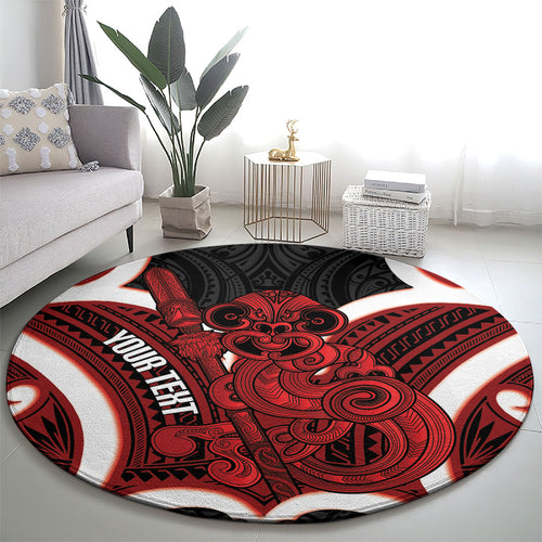 Whero Aotearoa Atua Tumatauenga Personalised Round Carpet Maori God Of War Tiki With Taiaha