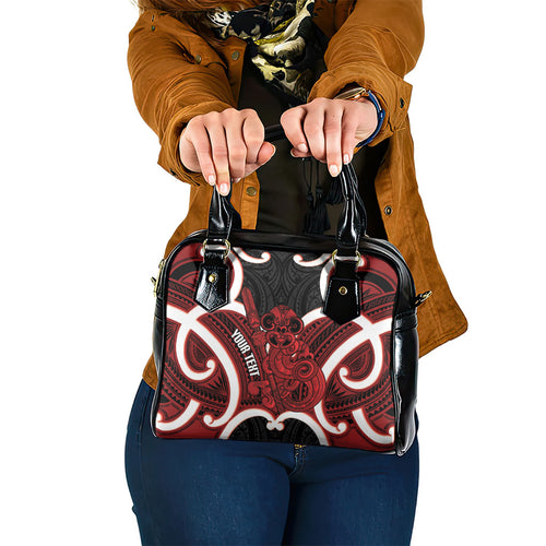 Whero Aotearoa Atua Tumatauenga Personalised Shoulder Handbag Maori God Of War Tiki With Taiaha