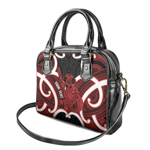 Whero Aotearoa Atua Tumatauenga Personalised Shoulder Handbag Maori God Of War Tiki With Taiaha