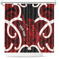 Whero Aotearoa Atua Tumatauenga Personalised Shower Curtain Maori God Of War Tiki With Taiaha