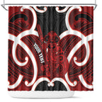Whero Aotearoa Atua Tumatauenga Personalised Shower Curtain Maori God Of War Tiki With Taiaha