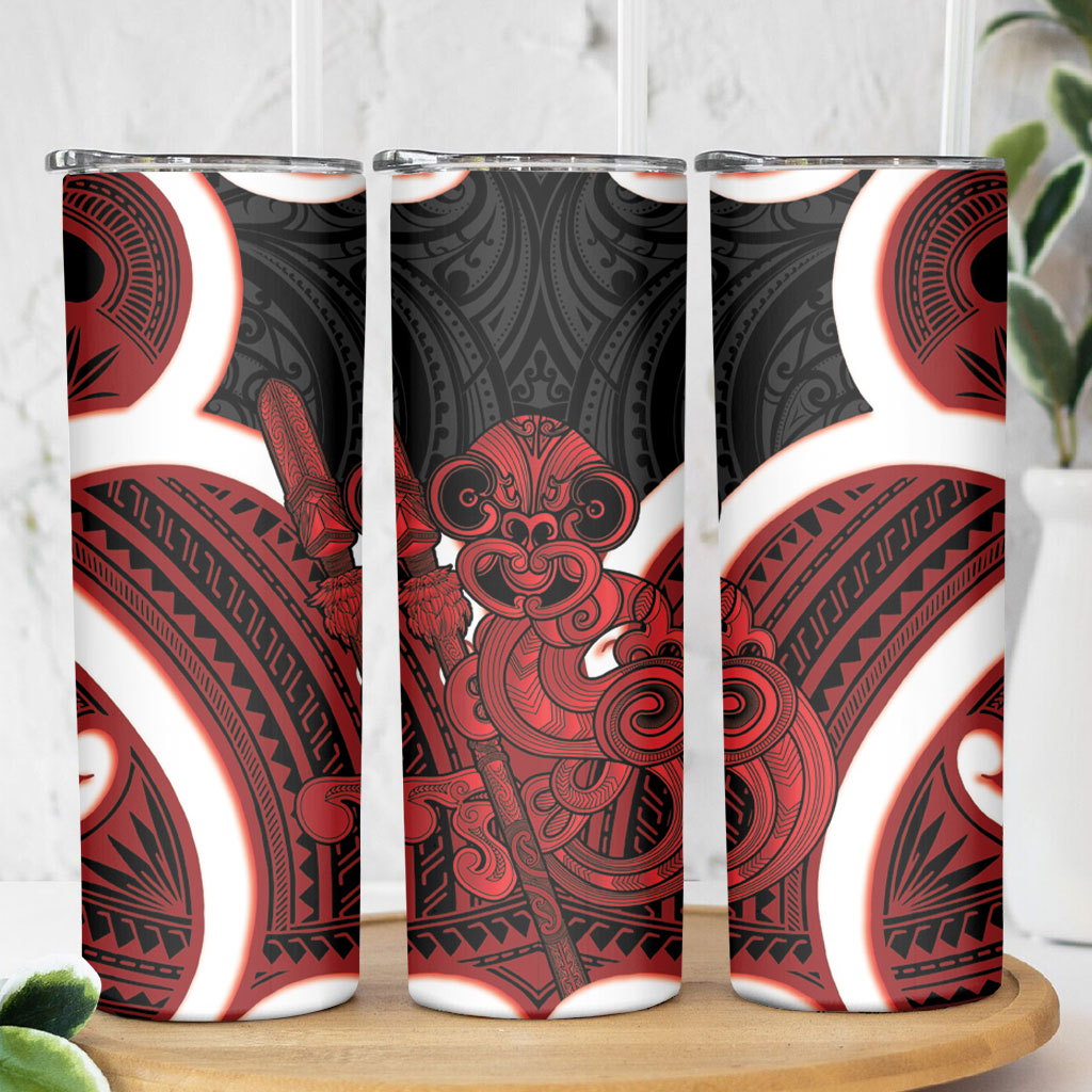 Whero Aotearoa Atua Tumatauenga Skinny Tumbler Maori God Of War Tiki With Taiaha