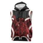 Whero Aotearoa Atua Tumatauenga Personalised Sleeveless Zip Hoodie Maori God Of War Tiki With Taiaha