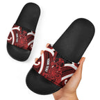 Whero Aotearoa Atua Tumatauenga Personalised Slide Sandals Maori God Of War Tiki With Taiaha