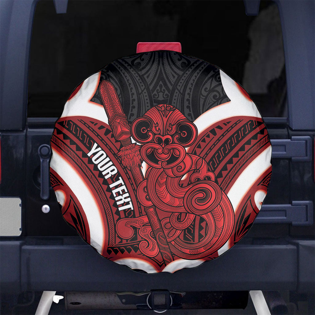 Whero Aotearoa Atua Tumatauenga Personalised Spare Tire Cover Maori God Of War Tiki With Taiaha