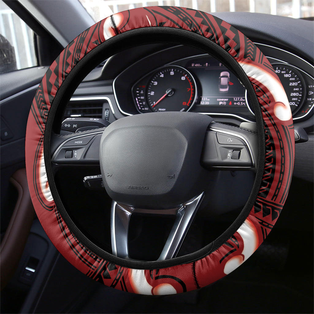 Whero Aotearoa Atua Tumatauenga Steering Wheel Cover Maori God Of War Tiki With Taiaha