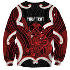 Whero Aotearoa Atua Tumatauenga Personalised Sweatshirt Maori God Of War Tiki With Taiaha
