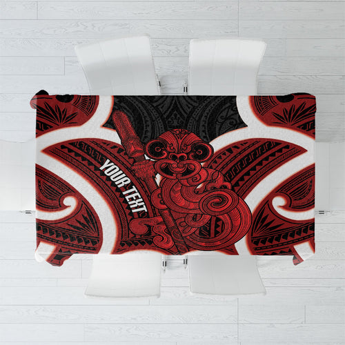 Whero Aotearoa Atua Tumatauenga Personalised Tablecloth Maori God Of War Tiki With Taiaha