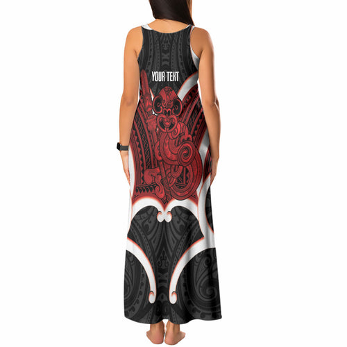 Whero Aotearoa Atua Tumatauenga Personalised Tank Maxi Dress Maori God Of War Tiki With Taiaha