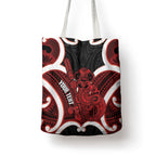 Whero Aotearoa Atua Tumatauenga Personalised Tote Bag Maori God Of War Tiki With Taiaha