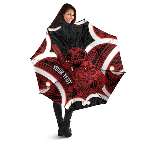 Whero Aotearoa Atua Tumatauenga Personalised Umbrella Maori God Of War Tiki With Taiaha
