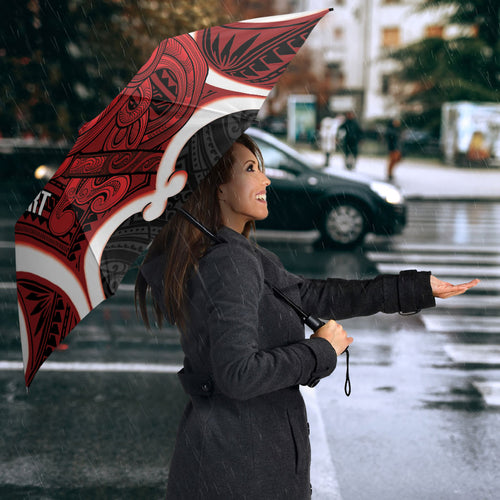 Whero Aotearoa Atua Tumatauenga Personalised Umbrella Maori God Of War Tiki With Taiaha