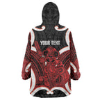 Whero Aotearoa Atua Tumatauenga Personalised Wearable Blanket Hoodie Maori God Of War Tiki With Taiaha