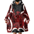 Whero Aotearoa Atua Tumatauenga Personalised Wearable Blanket Hoodie Maori God Of War Tiki With Taiaha