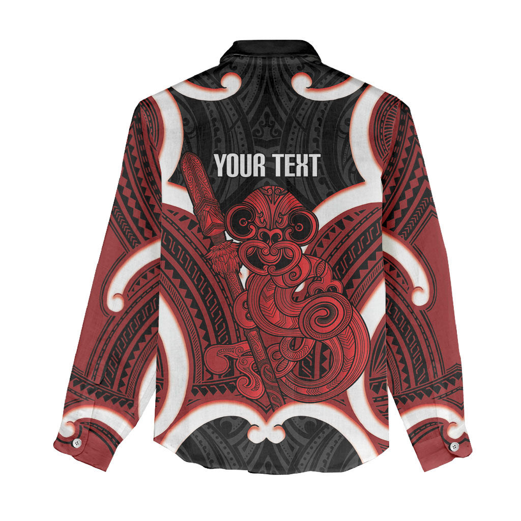Whero Aotearoa Atua Tumatauenga Personalised Women Casual Shirt Maori God Of War Tiki With Taiaha