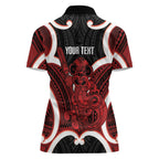 Whero Aotearoa Atua Tumatauenga Personalised Women Polo Shirt Maori God Of War Tiki With Taiaha