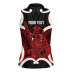 Whero Aotearoa Atua Tumatauenga Personalised Women Sleeveless Polo Shirt Maori God Of War Tiki With Taiaha