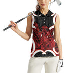 Whero Aotearoa Atua Tumatauenga Personalised Women Sleeveless Polo Shirt Maori God Of War Tiki With Taiaha