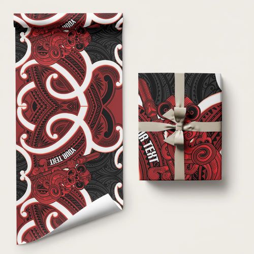 Whero Aotearoa Atua Tumatauenga Personalised Wrapping Paper Maori God Of War Tiki With Taiaha