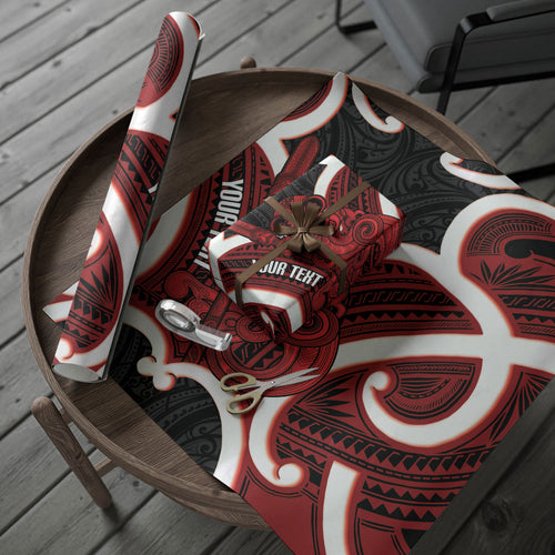 Whero Aotearoa Atua Tumatauenga Personalised Wrapping Paper Maori God Of War Tiki With Taiaha