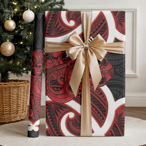 Whero Aotearoa Atua Tumatauenga Personalised Wrapping Paper Maori God Of War Tiki With Taiaha