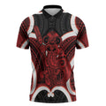 Whero Aotearoa Atua Tumatauenga Personalised Zipper Polo Shirt Maori God Of War Tiki With Taiaha