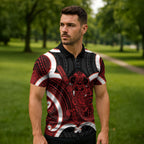 Whero Aotearoa Atua Tumatauenga Personalised Zipper Polo Shirt Maori God Of War Tiki With Taiaha