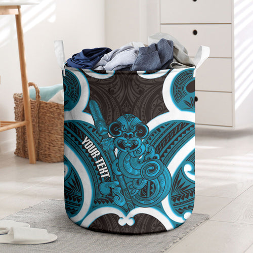 Kikorangi Aotearoa Atua Tumatauenga Personalised Laundry Basket Maori God Of War Tiki With Taiaha
