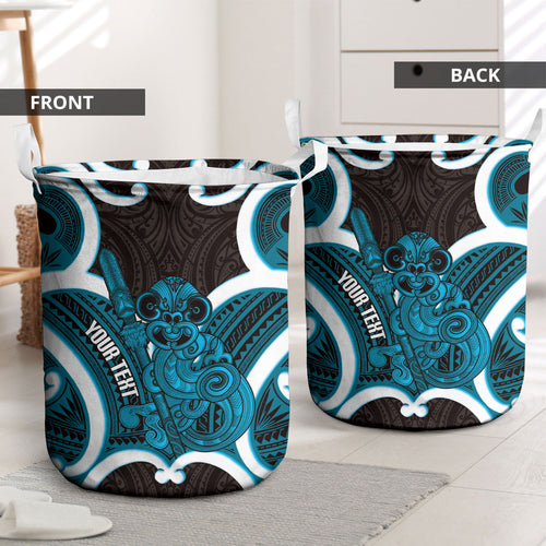 Kikorangi Aotearoa Atua Tumatauenga Personalised Laundry Basket Maori God Of War Tiki With Taiaha