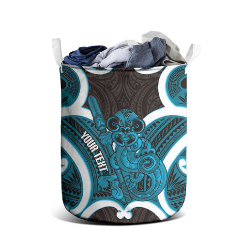 Kikorangi Aotearoa Atua Tumatauenga Personalised Laundry Basket Maori God Of War Tiki With Taiaha