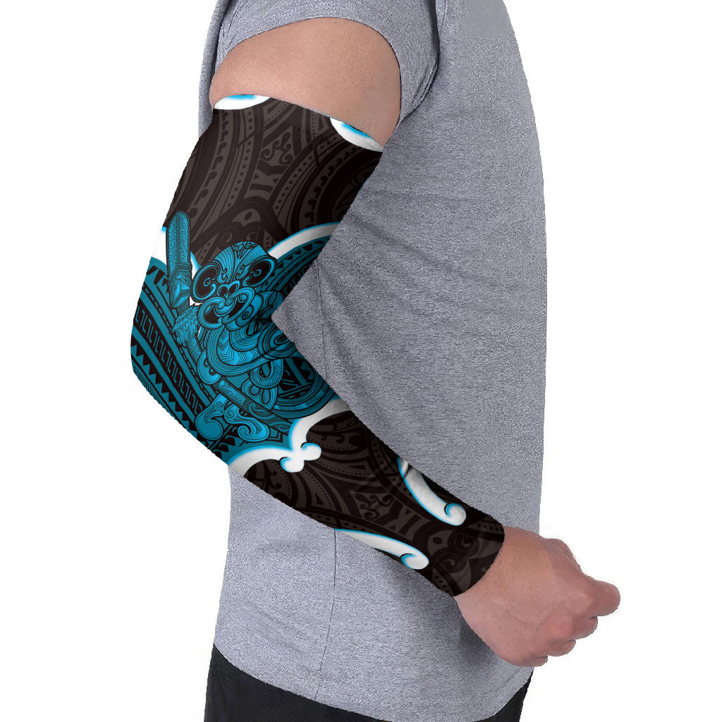 Kikorangi Aotearoa Atua Tumatauenga Personalised Arm Sleeves Maori God Of War Tiki With Taiaha